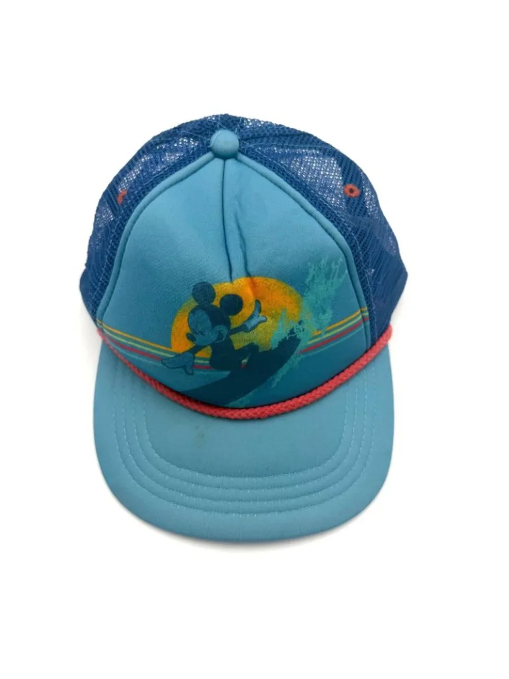 Disney Parks Mickey Mouse Surf Trucker Hat Youth Snapback Blue Beach Cap